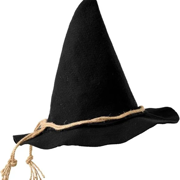 Halloween Scarecrow Hat,Wizard Witch Hats Felt Wide Brim Pointed Hat Costume Acc - Picture 2 of 6